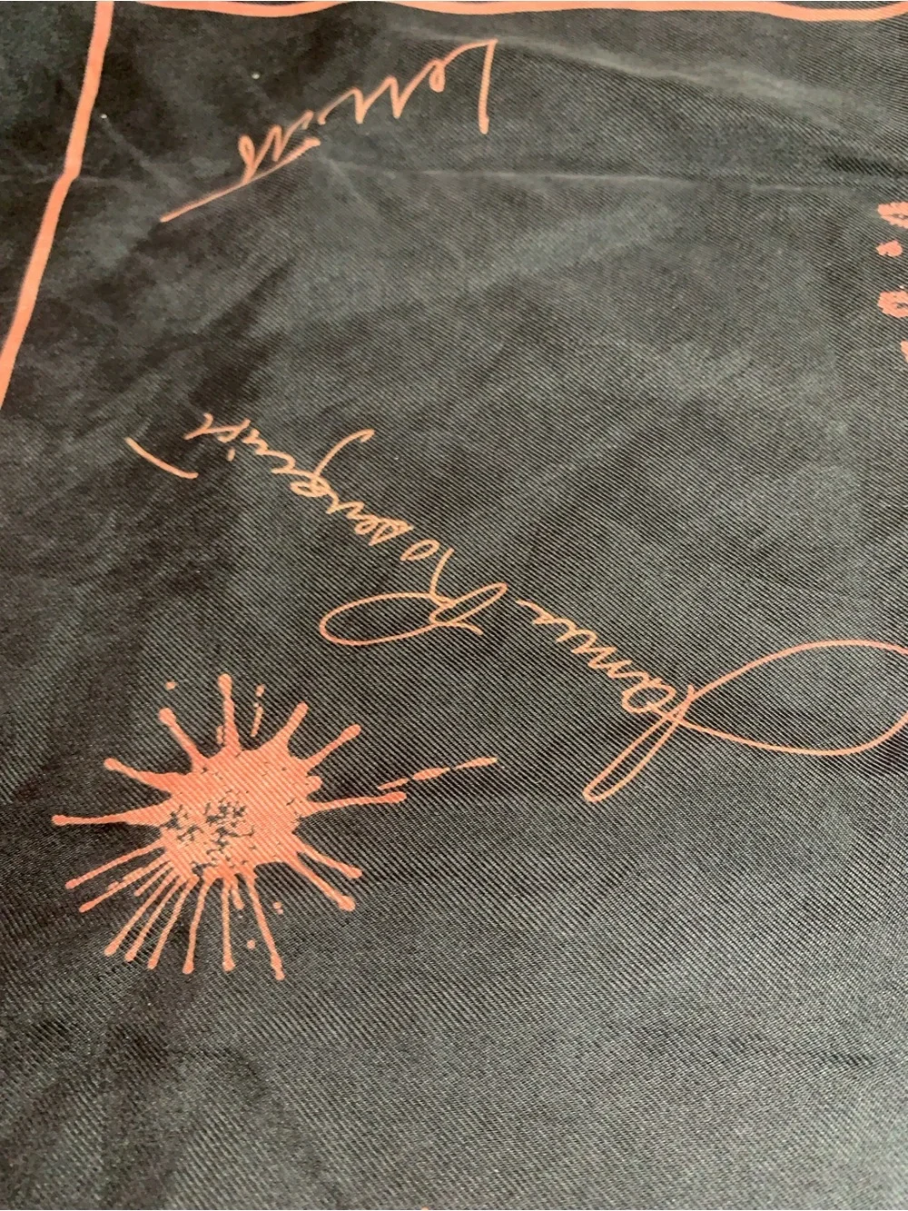 Louis Vuitton Black with Pink Script Print Silk Scarf